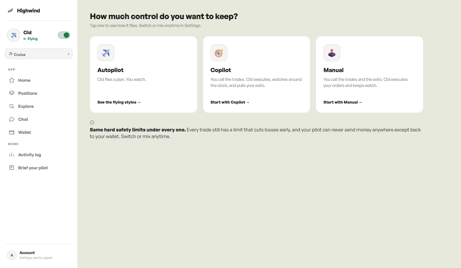 Choose your pilot: Autopilot, Copilot, or Manual